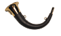 Горн охотничий (кожаная отделка) 45 см, изогнутый, круглый, цвет тёмно-коричневый