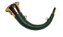Горн охотничий (кожаная отделка) 45 см, круглый, цвет тёмно-зелёный 